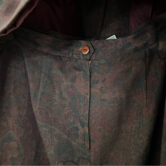 Vintage Collections Burgundy Floral Blazer Skirt Set Size 14 2 Piece Outfit - Picture 8 of 13